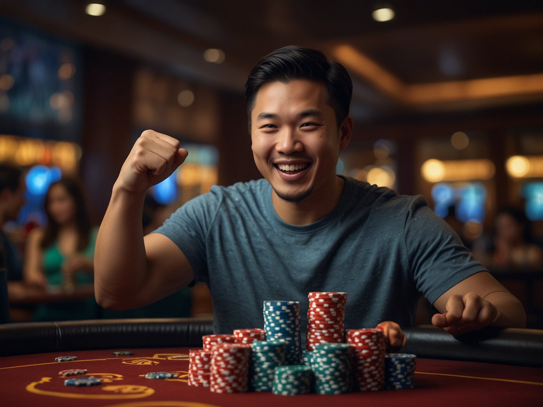 Winner celebrating at casino table